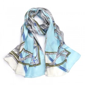 Silk Scarf 100 SILK Blue PRINTSCARF 55X 173 CM Natural Fabric High Quality Free Shipping